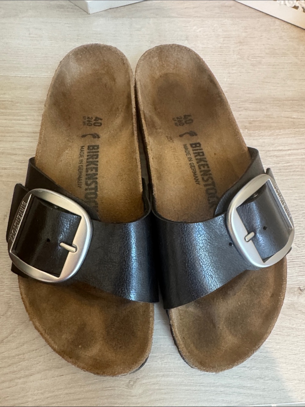 Birkenstock Men's Dark Brown Leather Single-Buckle Slide Sandals
